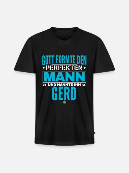 Gerd Name Design - Männer Premium Bio T-Shirt mit V-Ausschnitt - Schwarz