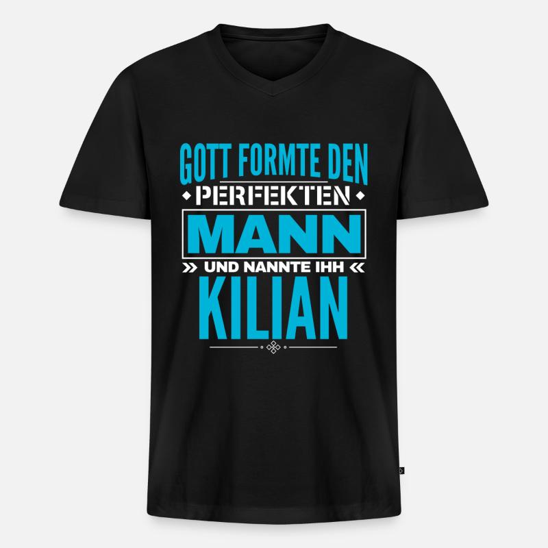 Kilian Name Design - Männer Premium Bio T-Shirt mit V-Ausschnitt - Schwarz