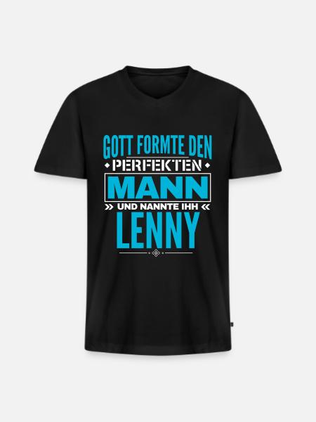 Lenny Name Design - Männer Premium Bio T-Shirt mit V-Ausschnitt - Schwarz