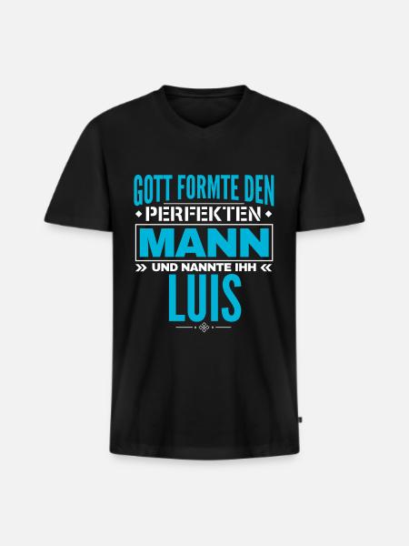 Luis Name Design - Männer Premium Bio T-Shirt mit V-Ausschnitt - Schwarz