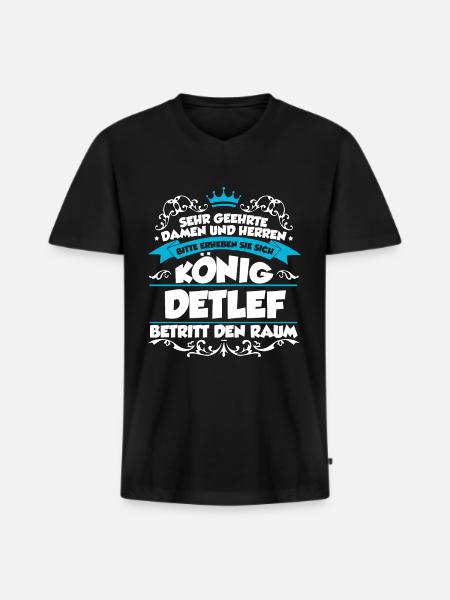 Detlef Name Design - Männer Premium Bio T-Shirt mit V-Ausschnitt - Schwarz