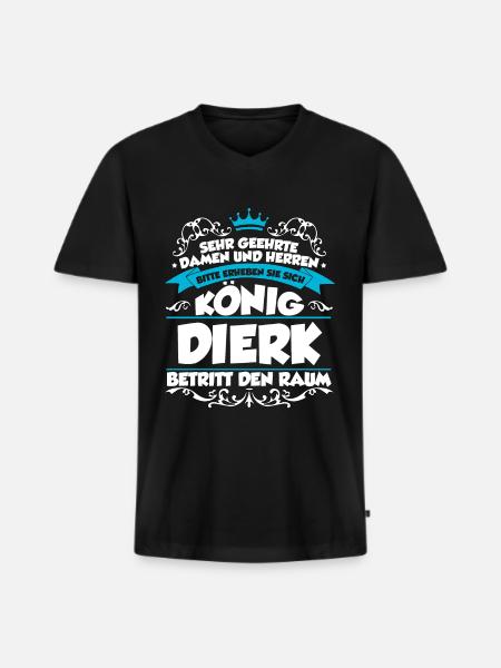 Dierk Name Design - Männer Premium Bio T-Shirt mit V-Ausschnitt - Schwarz