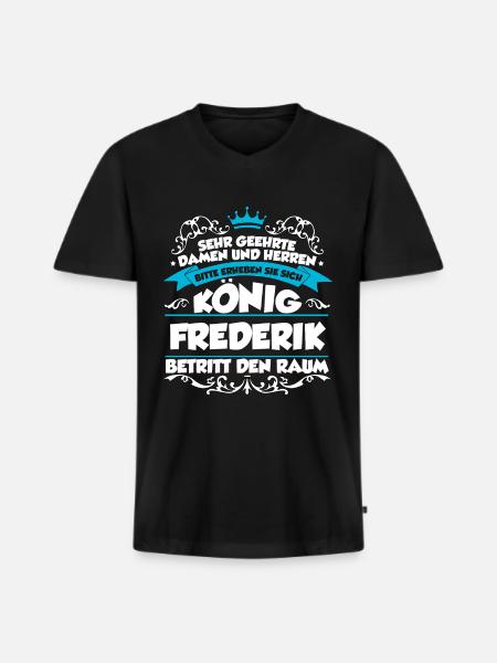 Frederik Name Design - Männer Premium Bio T-Shirt mit V-Ausschnitt - Schwarz