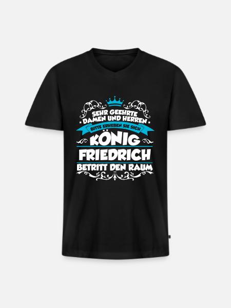 Friedrich Name Design - Männer Premium Bio T-Shirt mit V-Ausschnitt - Schwarz