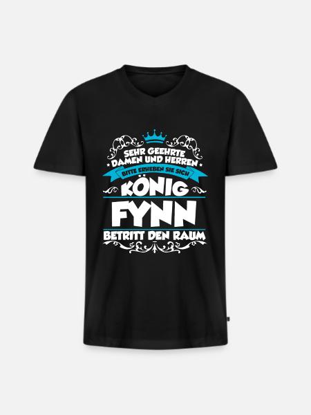 Fynn Name Design - Männer Premium Bio T-Shirt mit V-Ausschnitt - Schwarz