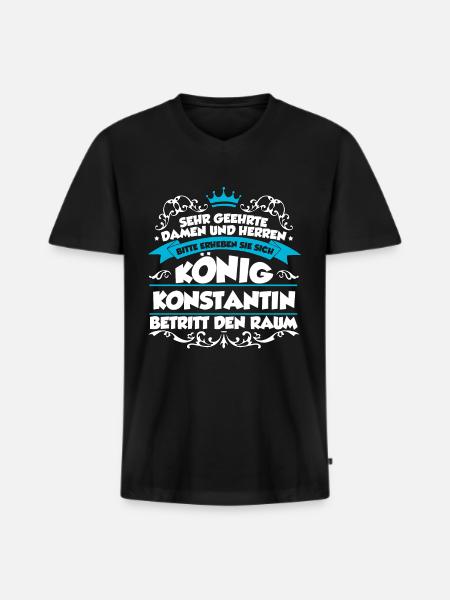 Konstantin Name Design - Männer Premium Bio T-Shirt mit V-Ausschnitt - Schwarz