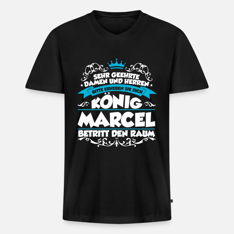 Marcel Name Design - Männer Premium Bio T-Shirt mit V-Ausschnitt - Schwarz