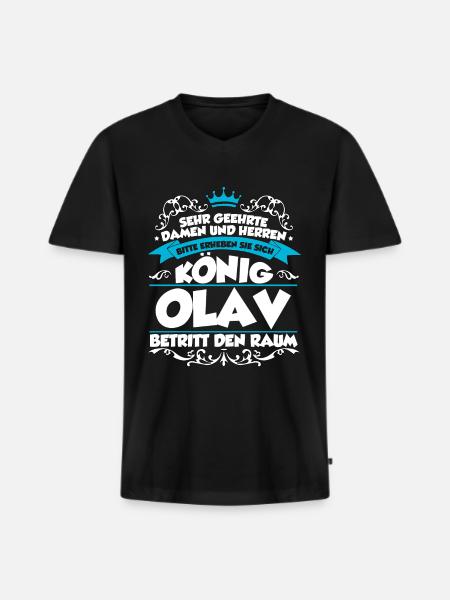 Olav Name Design - Männer Premium Bio T-Shirt mit V-Ausschnitt - Schwarz