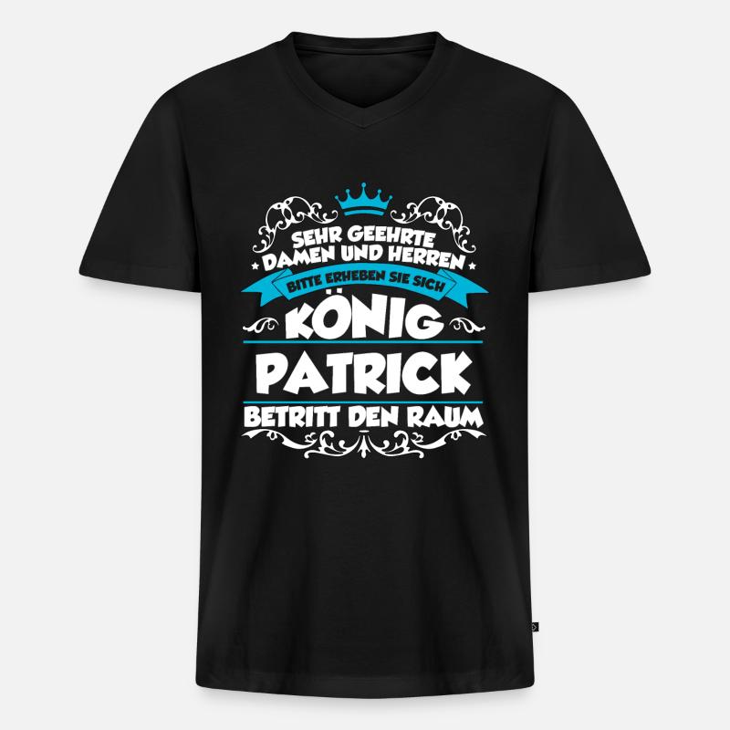 Patrick Name Design - Männer Premium Bio T-Shirt mit V-Ausschnitt - Schwarz