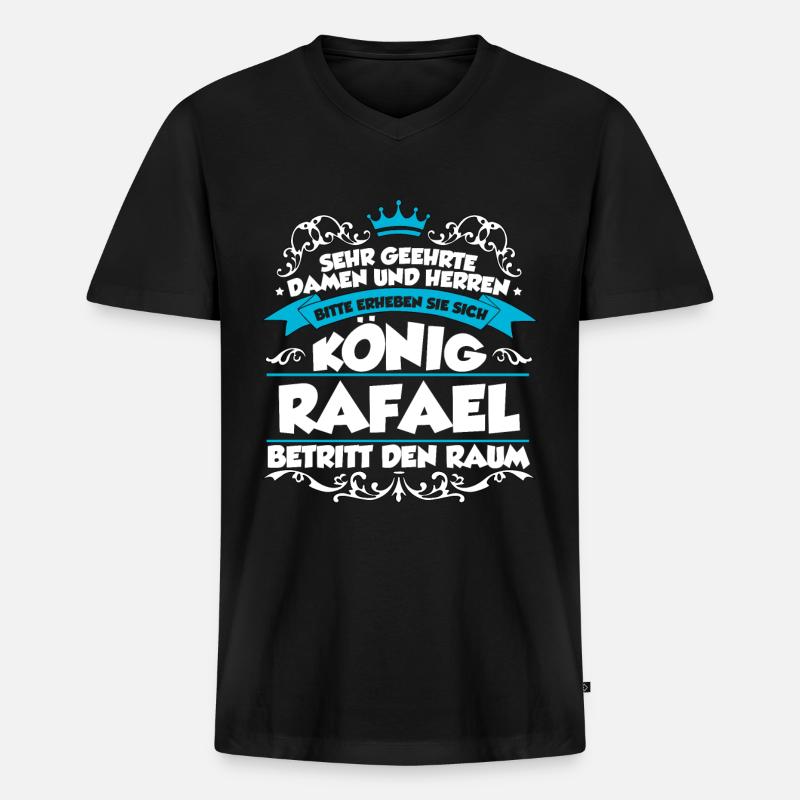 Rafael Name Design - Männer Premium Bio T-Shirt mit V-Ausschnitt - Schwarz