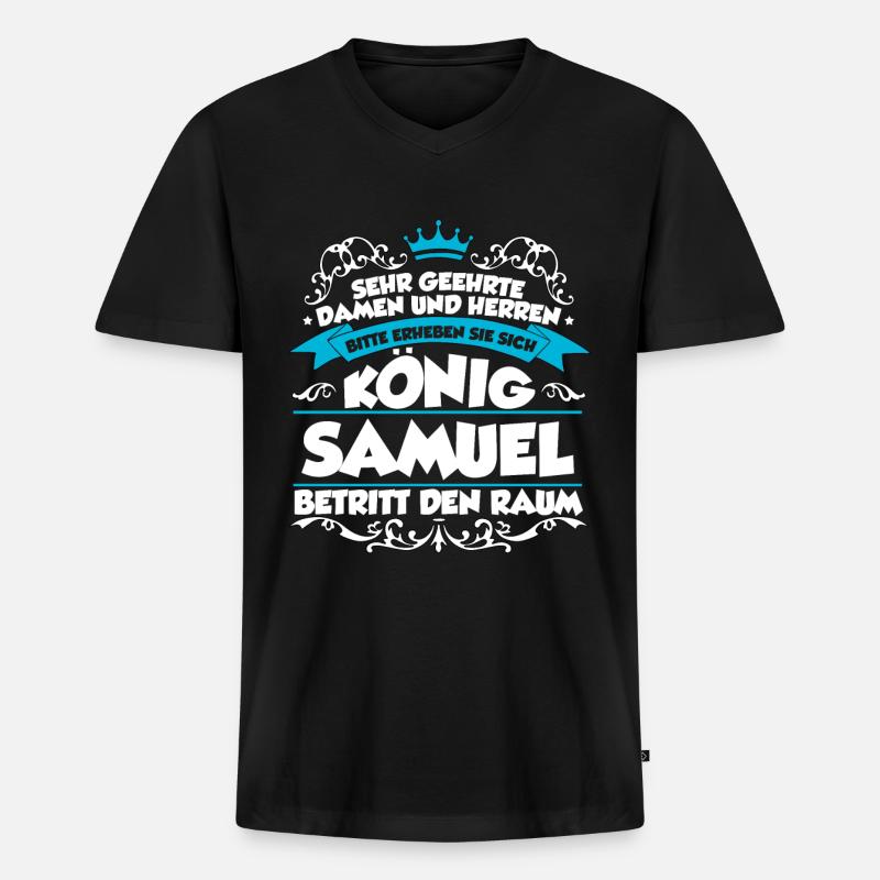 Samuel Name Design - Männer Premium Bio T-Shirt mit V-Ausschnitt - Schwarz