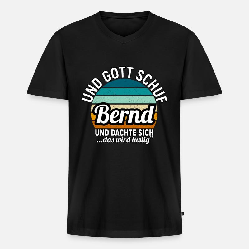 Bernhard - Männer Premium Bio T-Shirt mit V-Ausschnitt - Schwarz