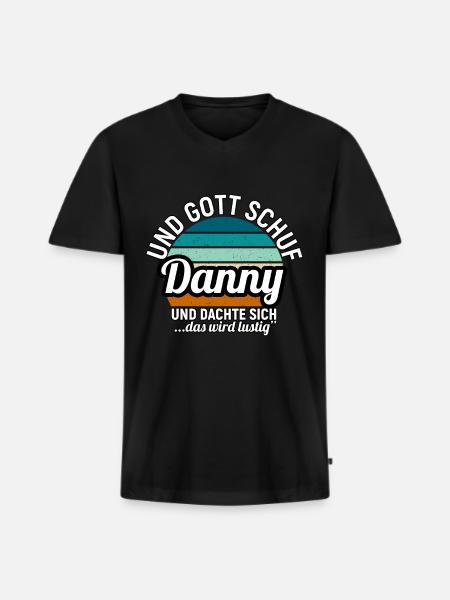 Denis - Männer Premium Bio T-Shirt mit V-Ausschnitt - Schwarz