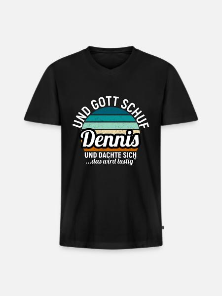 Detlev - Männer Premium Bio T-Shirt mit V-Ausschnitt - Schwarz