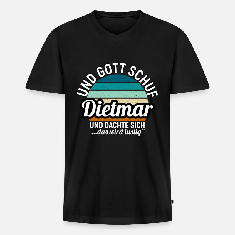 Dirk - Männer Premium Bio T-Shirt mit V-Ausschnitt - Schwarz