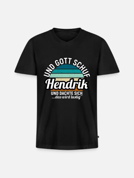 Hendrik - Männer Premium Bio T-Shirt mit V-Ausschnitt - Schwarz