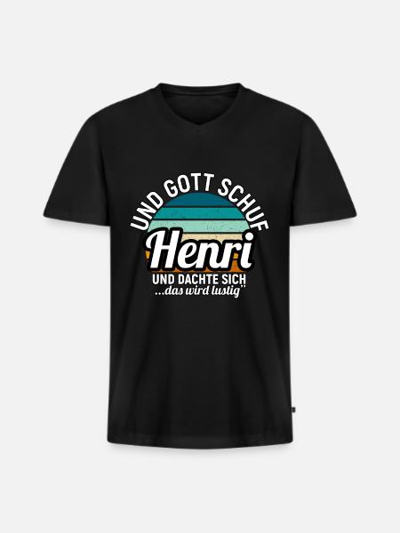Henri - Männer Premium Bio T-Shirt mit V-Ausschnitt - Schwarz