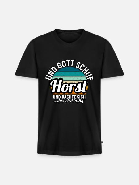 Horst - Männer Premium Bio T-Shirt mit V-Ausschnitt - Schwarz