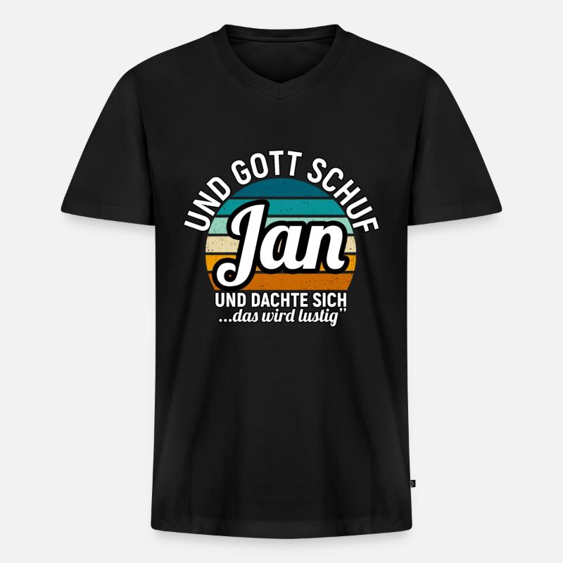 Jan - Männer Premium Bio T-Shirt mit V-Ausschnitt - Schwarz