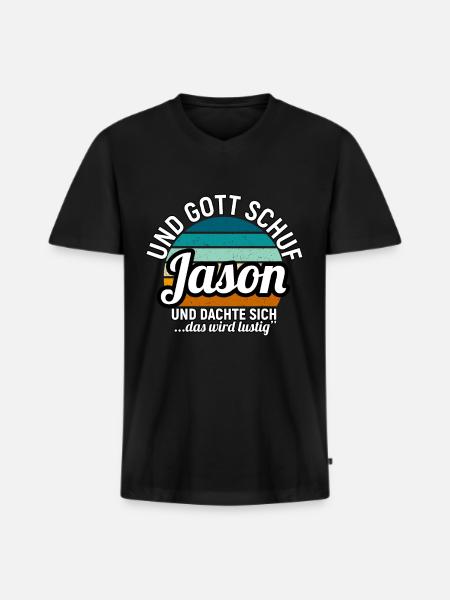 Jason - Männer Premium Bio T-Shirt mit V-Ausschnitt - Schwarz