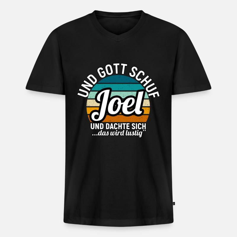Joel - Männer Premium Bio T-Shirt mit V-Ausschnitt - Schwarz