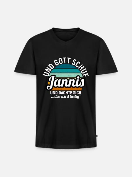 Jannis - Männer Premium Bio T-Shirt mit V-Ausschnitt - Schwarz