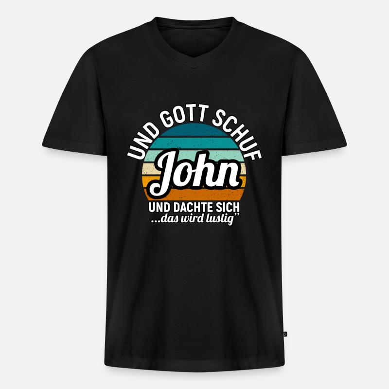 John - Männer Premium Bio T-Shirt mit V-Ausschnitt - Schwarz
