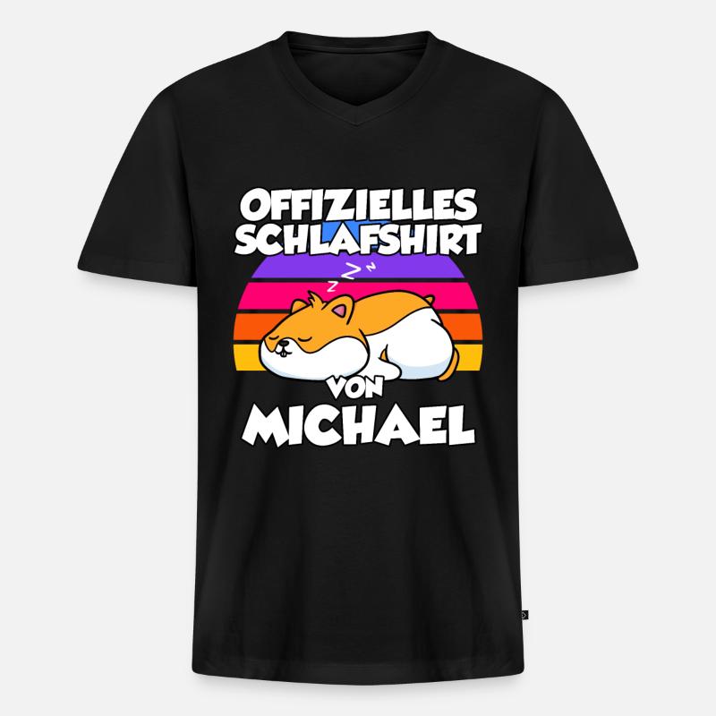 Offizielles Schlafshirt Von Michael - Männer Premium Bio T-Shirt mit V-Ausschnitt - Schwarz