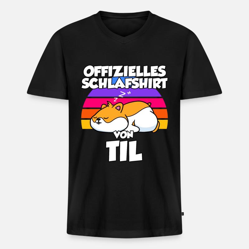 Offizielles Schlafshirt Von Til - Männer Premium Bio T-Shirt mit V-Ausschnitt - Schwarz