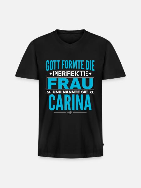 Carina Name Design - Männer Premium Bio T-Shirt mit V-Ausschnitt - Schwarz