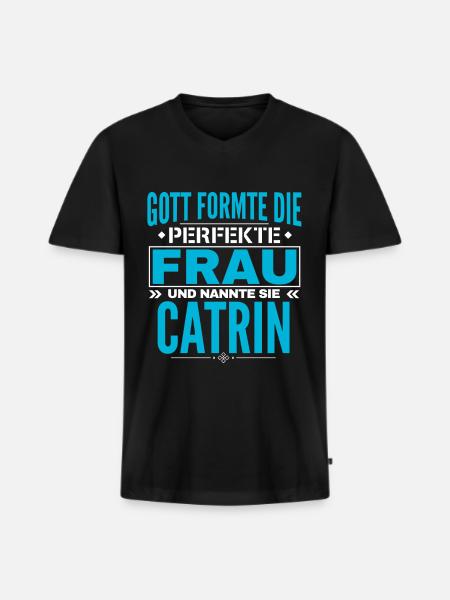 Conception du nom Catrin - T-shirt encolure en V Premium bio Homme - noir