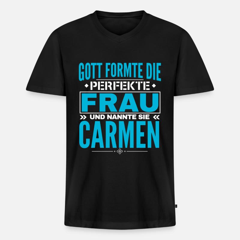 Carmen Name Design - Männer Premium Bio T-Shirt mit V-Ausschnitt - Schwarz
