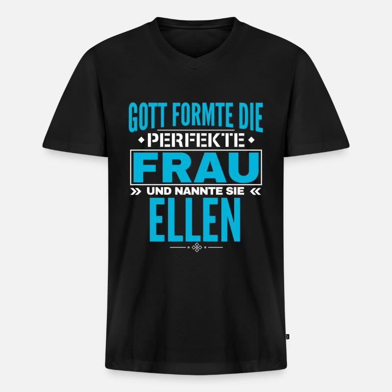 Ellen Name Design - Männer Premium Bio T-Shirt mit V-Ausschnitt - Schwarz