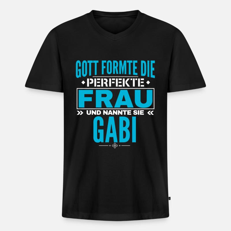 Gabi Name Design - Männer Premium Bio T-Shirt mit V-Ausschnitt - Schwarz