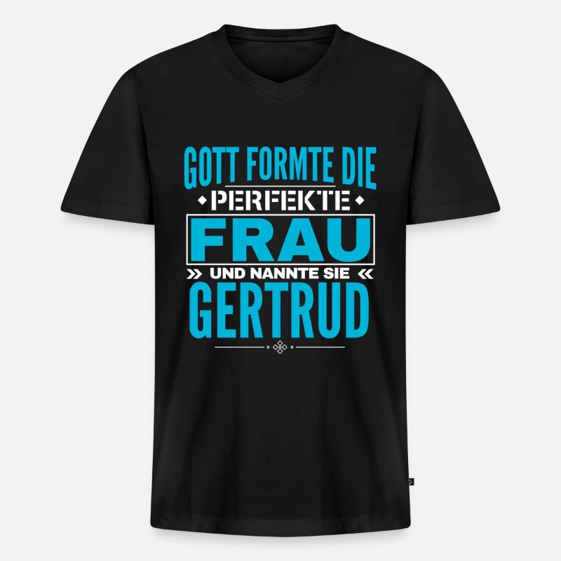 Gertrud Name Design - Männer Premium Bio T-Shirt mit V-Ausschnitt - Schwarz