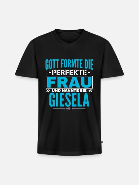 Giesela Name Design - Men's Premium Organic T-shirt with V-neck - black