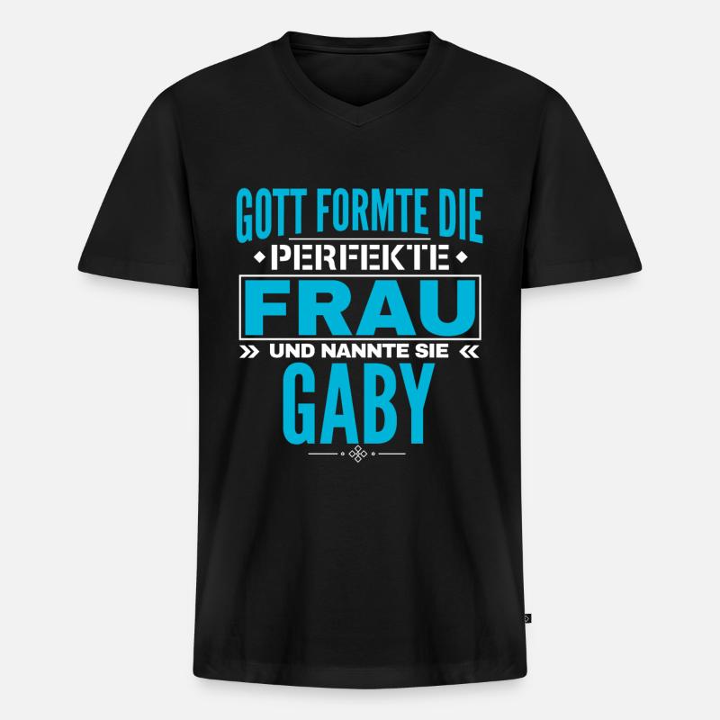 Gaby Name Design - Männer Premium Bio T-Shirt mit V-Ausschnitt - Schwarz