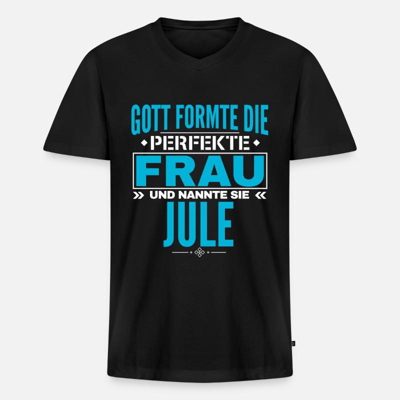 Jule Name Design - Männer Premium Bio T-Shirt mit V-Ausschnitt - Schwarz