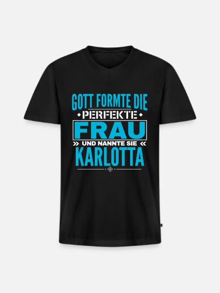 Karlotta Name Design - Männer Premium Bio T-Shirt mit V-Ausschnitt - Schwarz