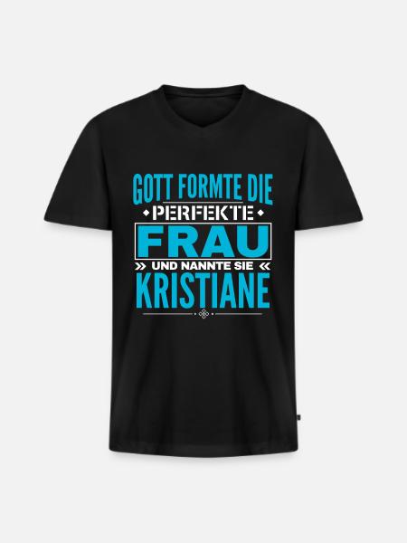Kristiane Name Design - Männer Premium Bio T-Shirt mit V-Ausschnitt - Schwarz