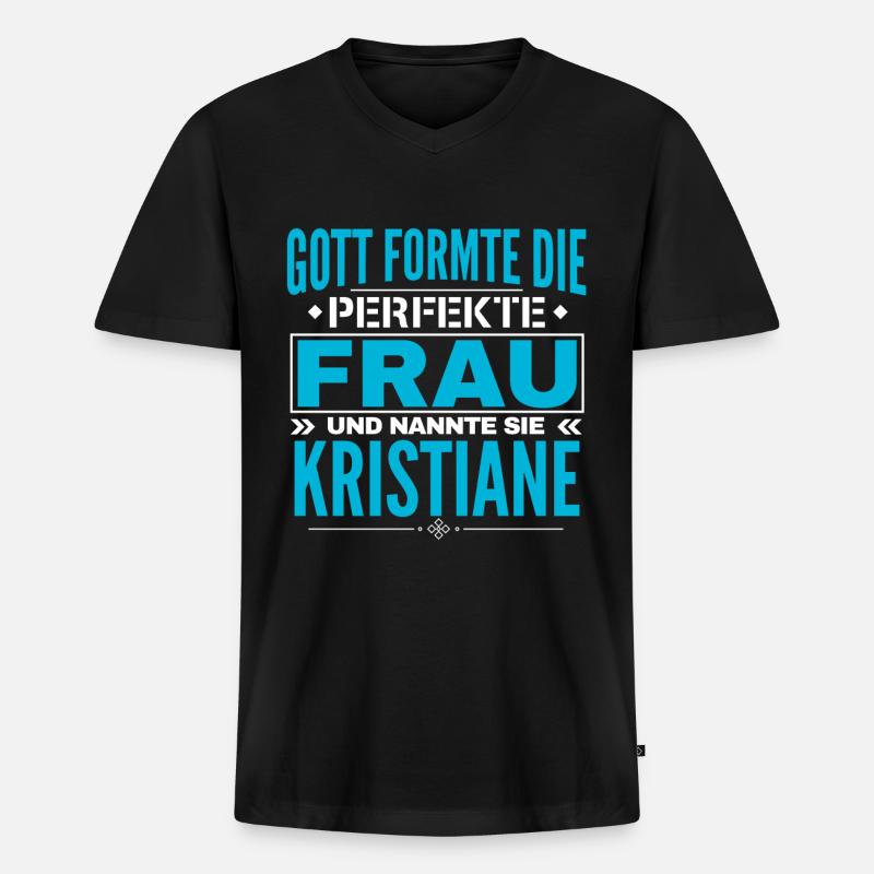 Kristiane Name Design - Männer Premium Bio T-Shirt mit V-Ausschnitt - Schwarz