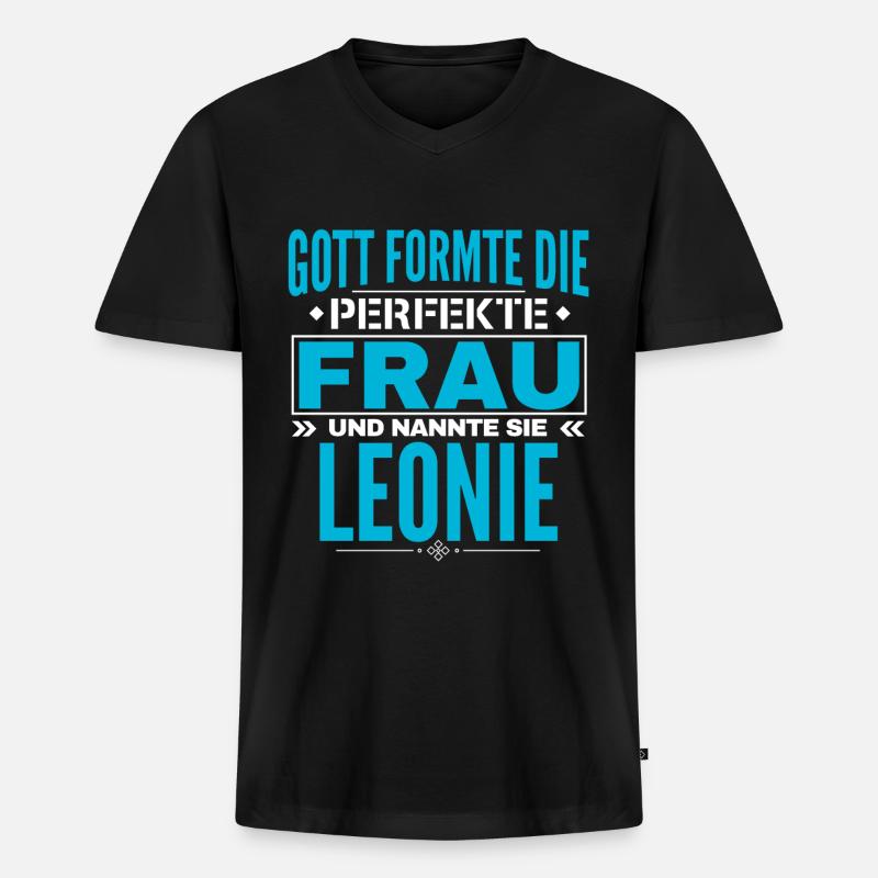 Leonie Name Design - Männer Premium Bio T-Shirt mit V-Ausschnitt - Schwarz