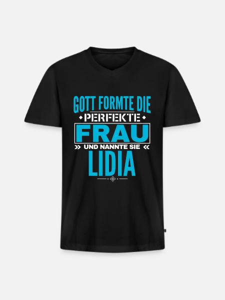 Conception du nom Lidia - T-shirt encolure en V Premium bio Homme - noir