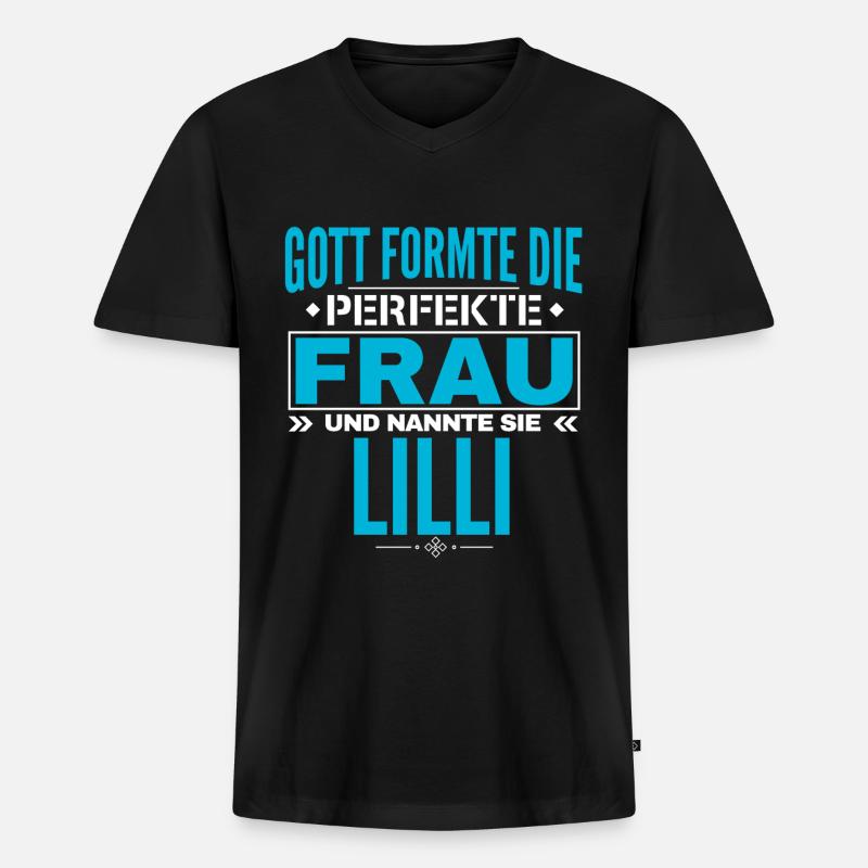 Lilli Name Design - Männer Premium Bio T-Shirt mit V-Ausschnitt - Schwarz