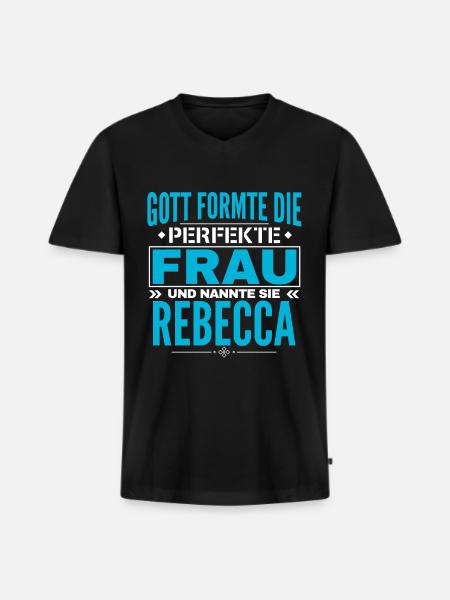 Conception du nom Rebecca - T-shirt encolure en V Premium bio Homme - noir