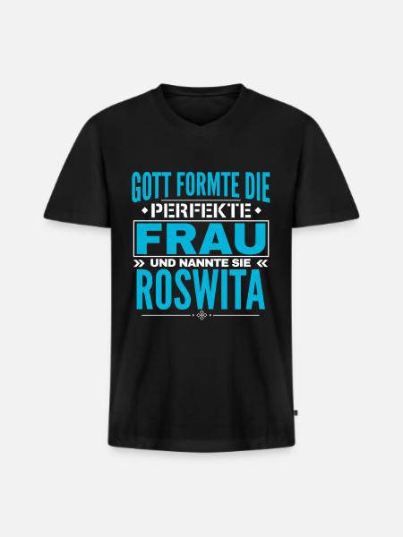 Roswita Name Design - Men's Premium Organic T-shirt with V-neck - black