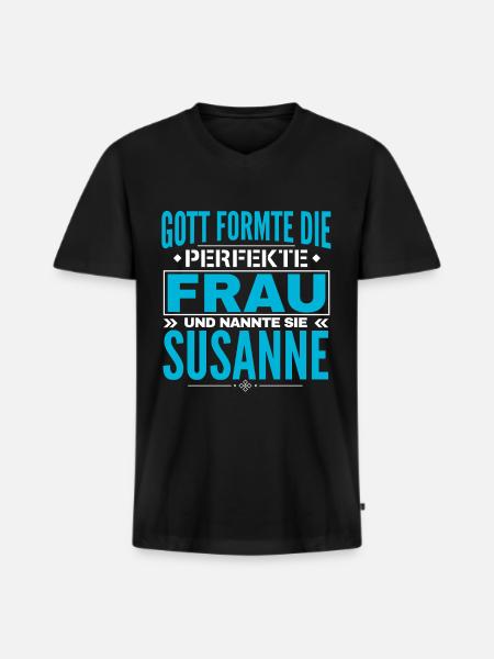 Susanne Name Design - Men's Premium Organic T-shirt with V-neck - black