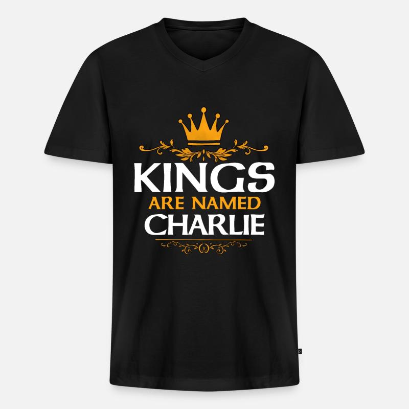 Charlie - Männer Premium Bio T-Shirt mit V-Ausschnitt - Schwarz