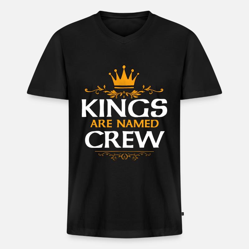 Crew - Männer Premium Bio T-Shirt mit V-Ausschnitt - Schwarz