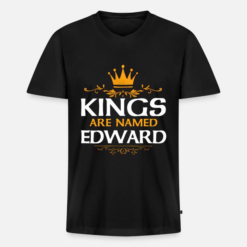 Edward - Männer Premium Bio T-Shirt mit V-Ausschnitt - Schwarz